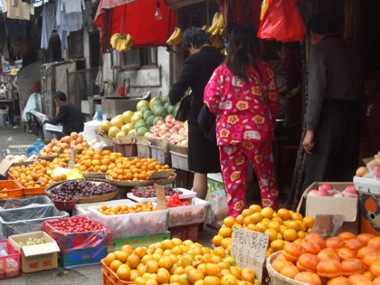 einkaufen im Schlafanzug
