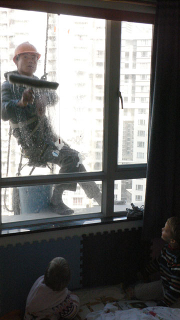Besuch vom Fensterputzer