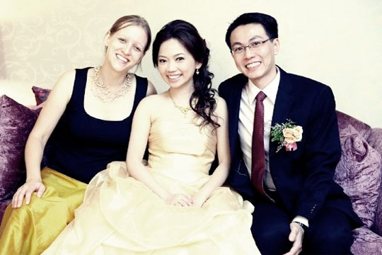 Mit Braut und Braeutigam