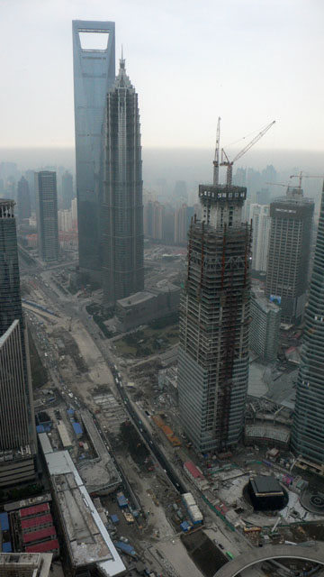 Baustelle Pudong, wer findet unser Schlafzimmerfenster?